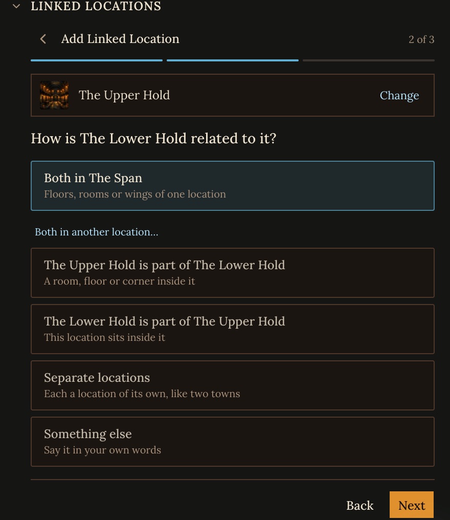 Step 2: How is The Lower Hold related to it? with Both in The Span selected, and the other choices below it